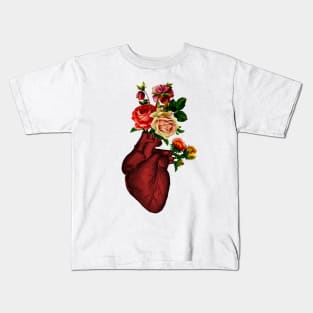 Floral Heart - Realistic Heart Kids T-Shirt